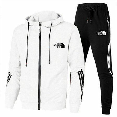The North Face Herre Hoodie Sweatshirt Jogger Bukser Træningstøj 2PCS/Sæt Sportstøj Hvid White V