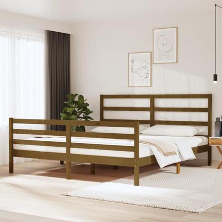 Vidaxl Sängram Honungsbrun Massiv Furu 180x200 Cm Brun