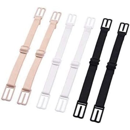 6-pak (sort, nude og hvid) bh-stropklemmer til ryggen