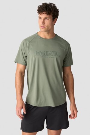 ICANIWILL - Stride Raglan Print T-shirt Men Sea Green - Herren - ICIW
