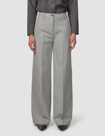 Shaping New Tomorrow - Dame - Essential Pants - Light Grey Pinstriped - Wide Fit - 28/28