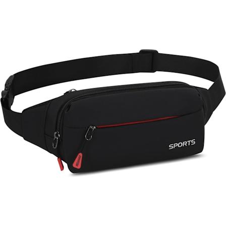 Hundepose Bum Bag Vanntett Midje Fanny Pack med Justerbar Belte Bumbag for Kvinner Menn Reise Løping Fotturer Jogging Utesport, Svart, L