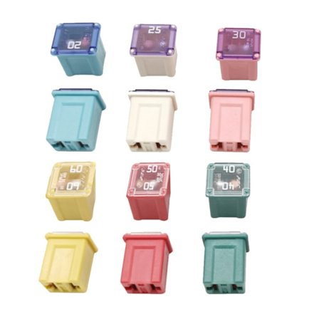 Gebildet 12 stk. lavprofil Jcase blok-sikringer bilsikringer til lastbiler biler og SUV'er (20A/25A/30A/40A/50A/60A, 2 stk. af hver)