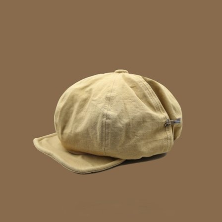 Beret i japansk stil, kunstnerisk, vintage malerstil, khaki