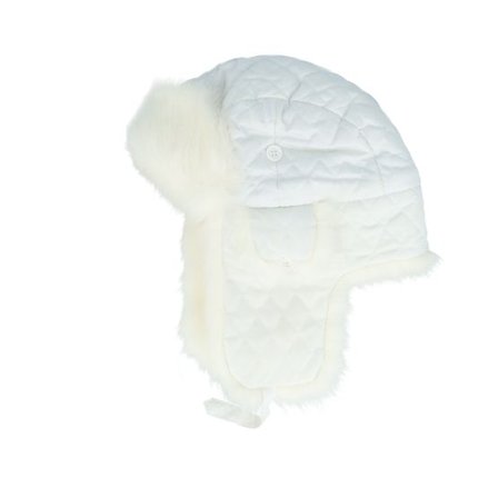 MJM Hats - Vit trapper Beanie - Lillian Womens Quilted/Faux Fur White/White Trapper @ Hatstore