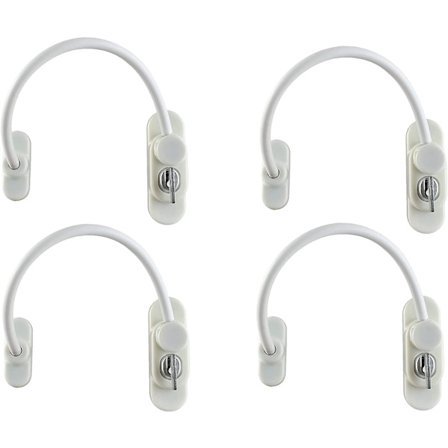 4 Pak Vinduesåbner til UPVC, Babysikkerhed Vindueslåse med Skruer og Nøgler