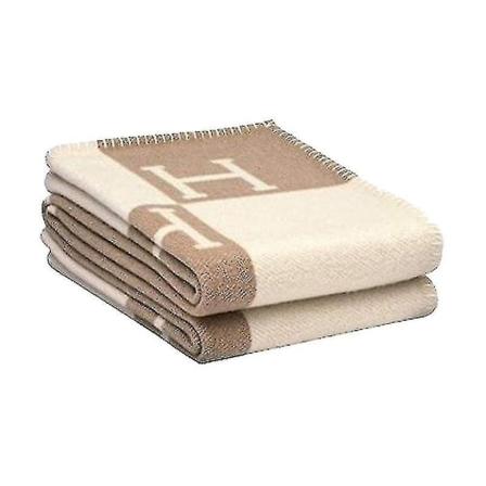 Rutet H-teppe Cashmere Blended Crochet Portable 140x170cm (khaki)-Perfet