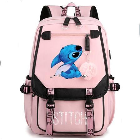 Ny Lilo & Stitch USB-ladeveske Dataveske Reiseveske Fritidsveske Barneskoleveske Studentskoleveske Rosa pink