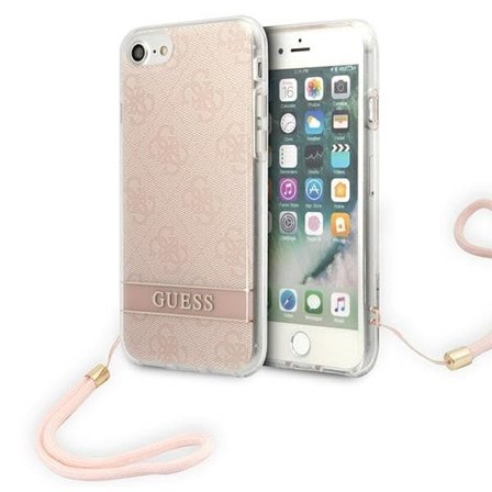 Guess GUOHCI8H4STP iPhone SE 2022 / SE 2020 / 7/ 8 rosa/rosa hårda fodral 4G Print Strap