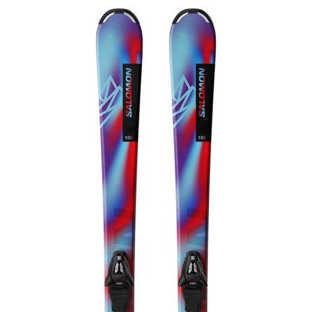 Salomon - Dla dzieci - Zestaw narciarski All Mountain dla dzieci Qst S (and C5) - Pastel Neon Blue 3 / Poppy Red / Black