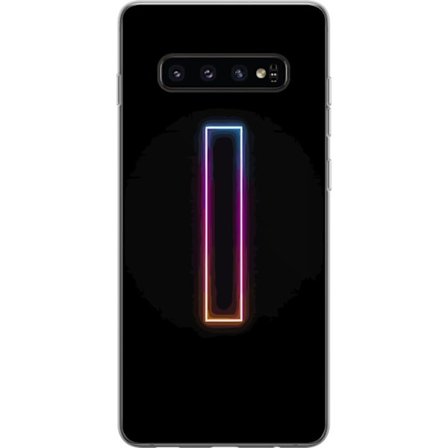 Kompatibel Mobilcover til Samsung Samsung Galaxy S10 Minimalistisk neonbogstav I i regnbuefarver mod mørk baggrund