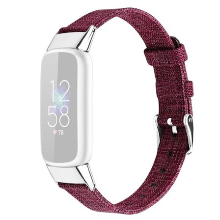 Fitbit Luxe klockarmband i canvasmodell - Lila / Röd / Storlek: L