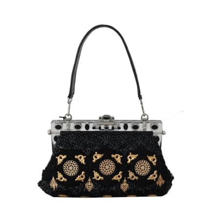 Dolce & Gabbana, Vanda Crystal Tassel Gold Charms Party Bag Zwart, Dames, Maat:ONE Size,Zilver
