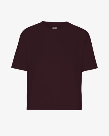 Organic Boxy Crop Tee - Oxblood Red S