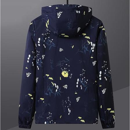 Damkofta Höst Vinter Casual Dressig Långärmad Blommig printed öppen front Trendig vattentät vindjacka BLUE1 M