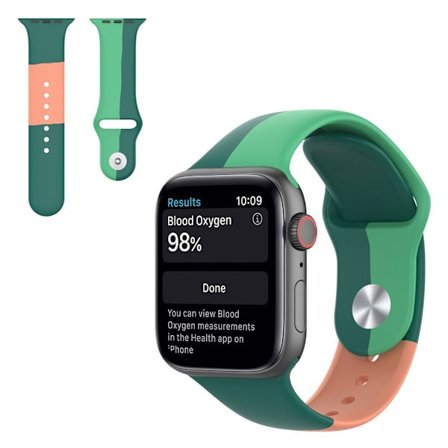 Apple Watch Series 6 / 5 40mm three color style silicone watch band - Green / Blue / Pink / Size: L