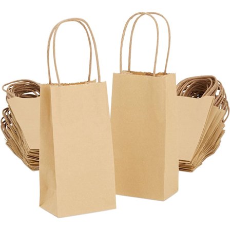 50 stk Kraftpapir Gaveposer med Håndtak, 15*21*8