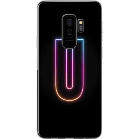 Kompatibel Mobilcover til Samsung Samsung Galaxy S9+ Minimalistisk neonbogstav U i farverig lyseffekt mod sort baggrund