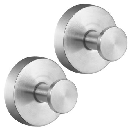 Sugekop med vakuum, 2 sugekopkroge til væg, rustfri sugekop til badeværelse, vandtæt, aftagelig, genanvendelig (Sølv)-FA- sølv