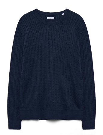Jack & Jones Jjeemil Knit Cable Crew Neck Noos - Navy - M