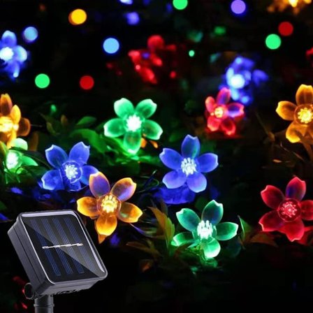 Solar String Flower Lights Utomhus Vattentät 50 LED Fairy Light Dekorationer för trädgårdsstaket Uteplats Yard Julgran, gräsmatta, uteplats, 