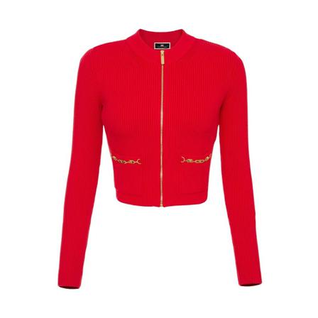 Elisabetta Franchi Vest with Zip , Rood , Dames , Maat: XS Vesten