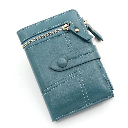 Pung Dame PU Læder Tri-Fold Pung Slank Kortholder Lille Pengetaske til Forretningsrejser Kontor Udendørs (Blå) blå blå