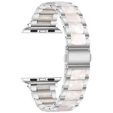 Klockarmband för Apple Watch iWatch 38-40-41MM Silver + Blixt Vit Resin