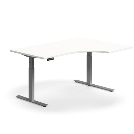 Höhenverstellbarer Schreibtisch QBUS, 1600x1200 mm, Gestell silber, weiß