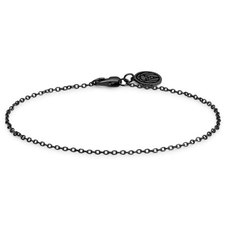 Esenciales | Pulsera de cadena de cable en negro metalizado ligera de 1,5 mm para hombres - Pulseras de acero