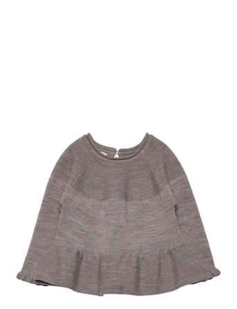 Merino Knit Blouse With Frill Bluse Tunika Grå Copenhagen Colors