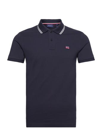 Ss Contrast Collar Pique Polos Short-sleeved Marineblå GANT*Betinget Tilbud