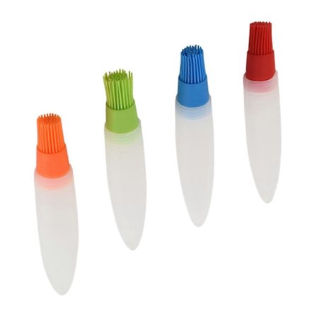 Silikonoljeflaske Børste 4-delt Sett For Matlaging Og Grilling, Matvaregodkjent Silikon, Lett Å Rengjøre, Spiss Hale