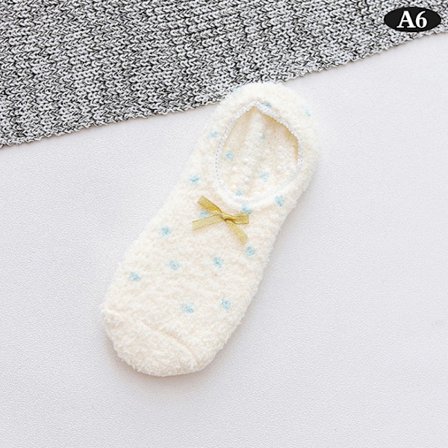 e Coral Fleece Strumpor Hem Sova Varm Mjuk Anti-Skid Rosa