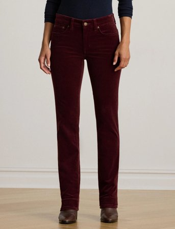 Lauren Ralph Lauren Stretch Corduroy Mid-Rise Straight Pant - Burgundy - 32