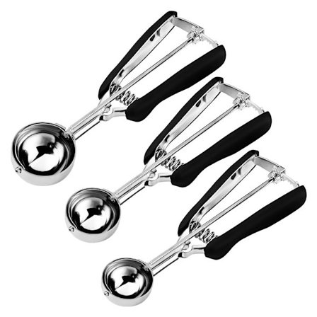 3-osainen keksikauhasetti - Sisältää 14 g kauhan, 28 g kauhan ja 44 g kauhan - Leivontakauha - 304 ruostumatonta terästä