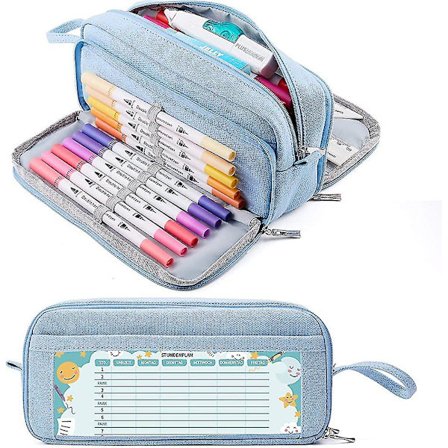 Pennfodral med 3 fack, pennfodral med stor kapacitet