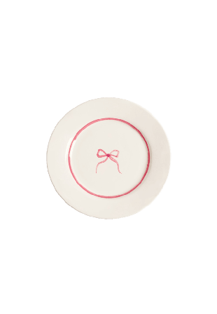 Pick A Poppy Bow Assiett - 22 Cm Glas & porslin Rosa