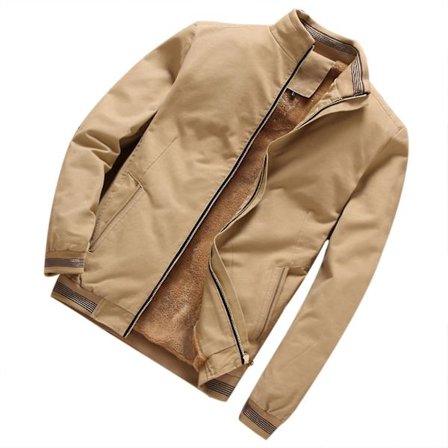 Herre Tyk Fleeceforet Vinterjakke Ståkrave Lynlås Lukning Kort Frakke