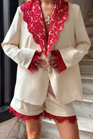 Scandivv x NA-KD Shorts med spetsdetalj - Shorts - Naturvit - EU 44