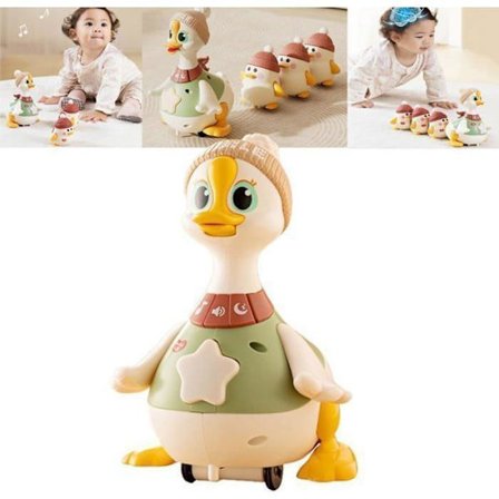 Elektrisk gyngeand - Musik og lys - Sikker og holdbar, gyngeand til børn, [1 gåsemor + 1 gåseunge]