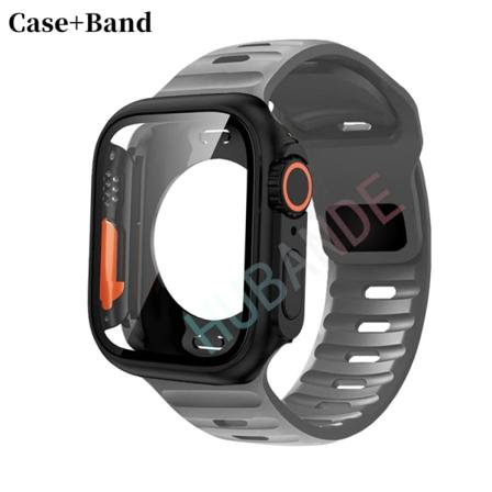 Silikonrem+ case För Apple Watch Case 44mm 45mm 41mm 40mm Skärmskydd Byt till Ultra For iWatch Series 8 7 SE 6 5 3 3 dark gray-black Series 7 8 9 41MM