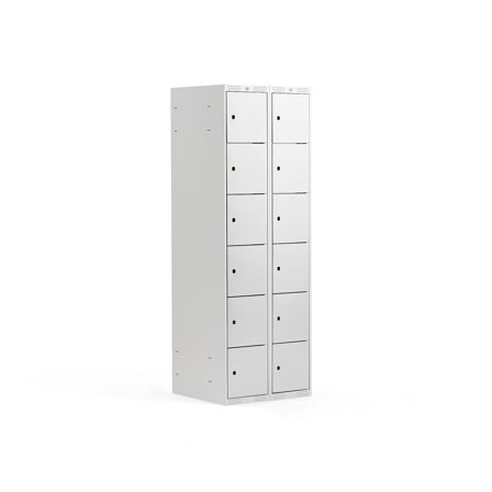Schließfachschrank CLASSIC, 2 Module/6 Türen, 1740 x 600 x 550 mm, grau