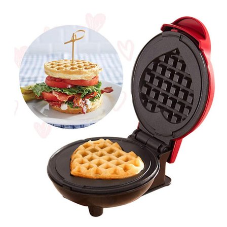 Vaffeljern, Vaffelmaskin, Klassiske hjertevafler, Non-Stick Belegg, 350W, med LED-lamper, for vafler