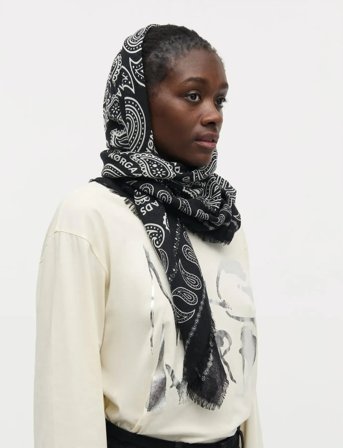 Mads Nørgaard Soft Wool Self Scarf - Black - ONE SIZE