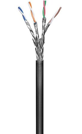 MicroConnect Samlet kabel - 100 m - SFTP - CAT 6 - innendørs, utendørs, solid - svart