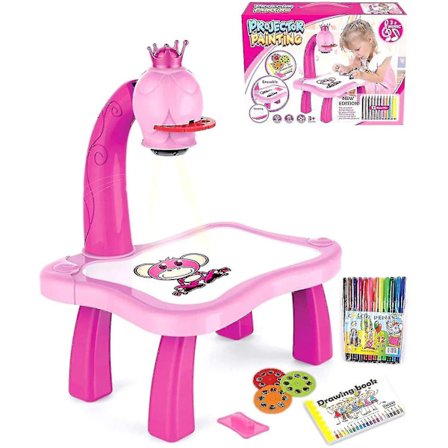 Lasten piirustusprojektori pöytä, lasten oppimispöydät, piirustusleikkisetti monitoiminen valo- ja musiikkiprojektiopöytä