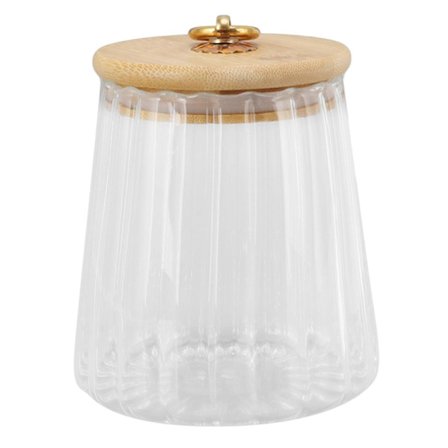 580 ml lasinen teepurkki, läpinäkyvä elintarvikkeiden säilytysastia ilmatiiviillä bambukannella keittiön työtasolle