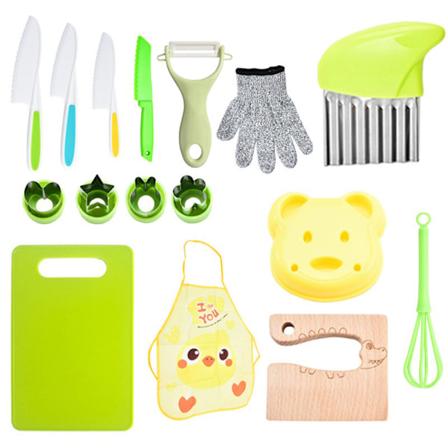Barnekjøkkenkniver Kjøkkensett Kjøkkenutstyr for barn Flerfarget 16-piece set