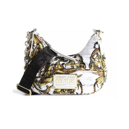Versace Jeans Couture, Nylon bag with Barocco print and adjustable, removable shoulder strap Biały, Kobieta, Rozmiar: ONE Size